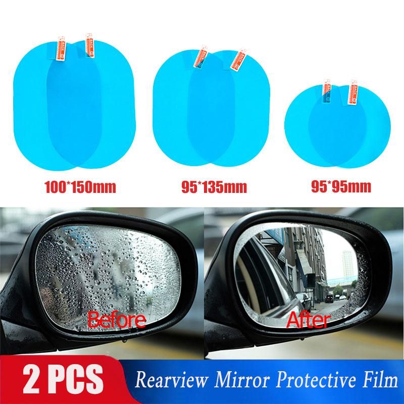 MOAOTO 2PCS/Set Car Sticker Car Rearview Mirror Protective Film Anti Fog Membrane Anti-glare Waterproof Rainproof Car Mirror Window Clear Film 95*95