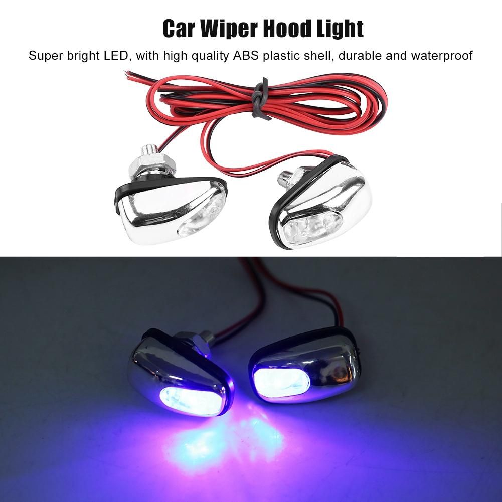【BestGO】Pair of Car LED Light Wiper Hood Windshield Water Spray Nozzle Washer Lamp 12V