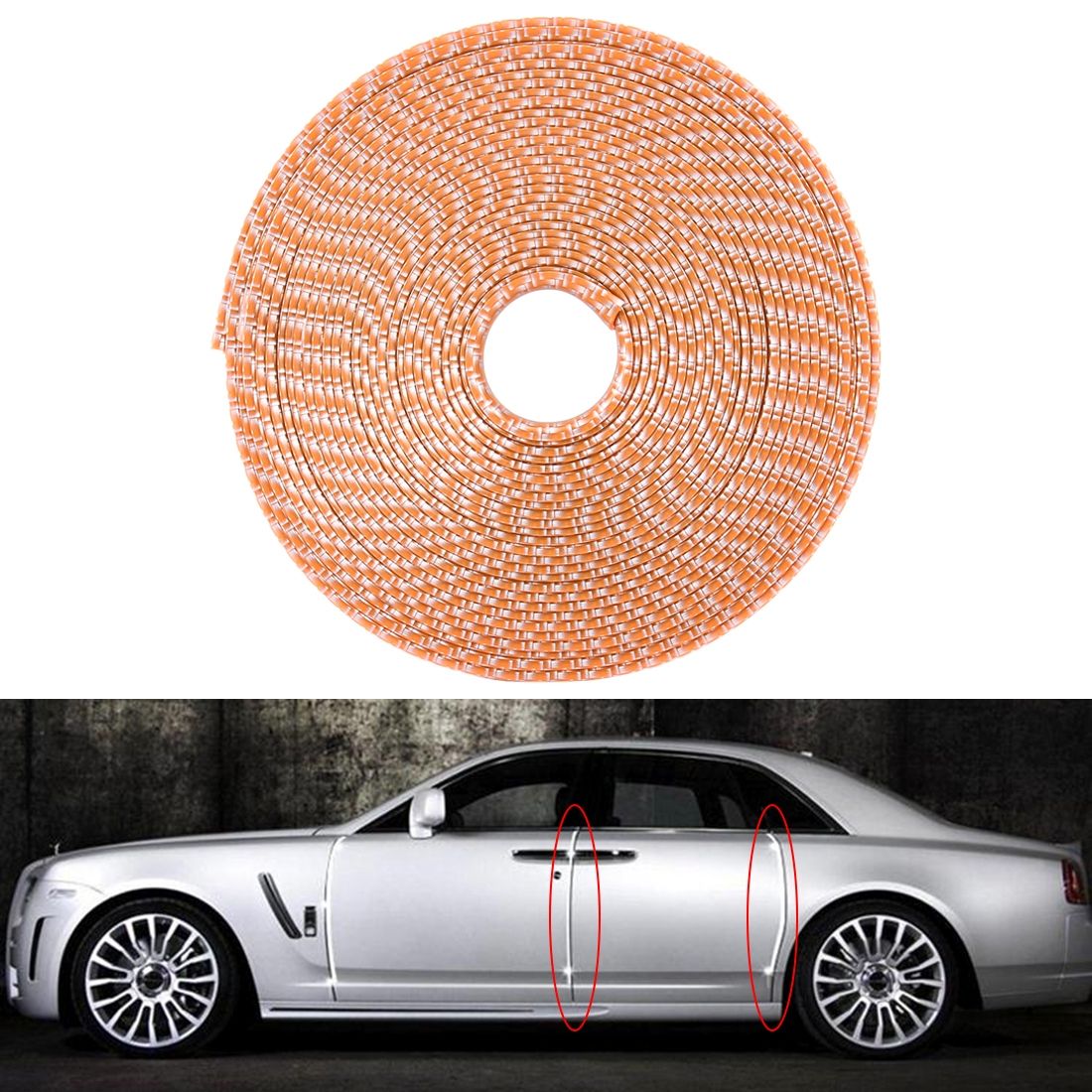 8m Universal DIY Carbon Fiber Rubber Auto Car Door Edge Seal Scratch Protector Decorative Strip