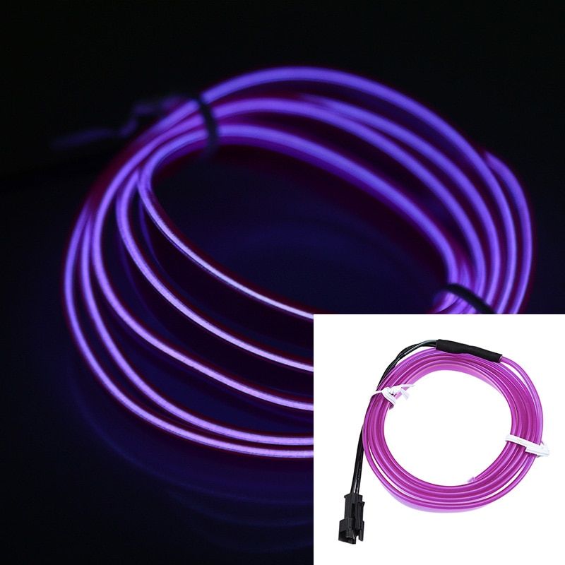 1~5M  EL Wire String Strip Tube Light Neon Light Glow Flat Edge Car Interior Atmosphere Decor Lamp USB  Transformer-1m with power supply