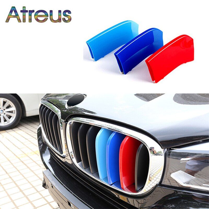 Atreus 3pcs 3D Car Front Grille Trim Sport Strips Cover Stickers For BMW X5 E53 F15 M Power Accessories For BMW X5 E70 G05