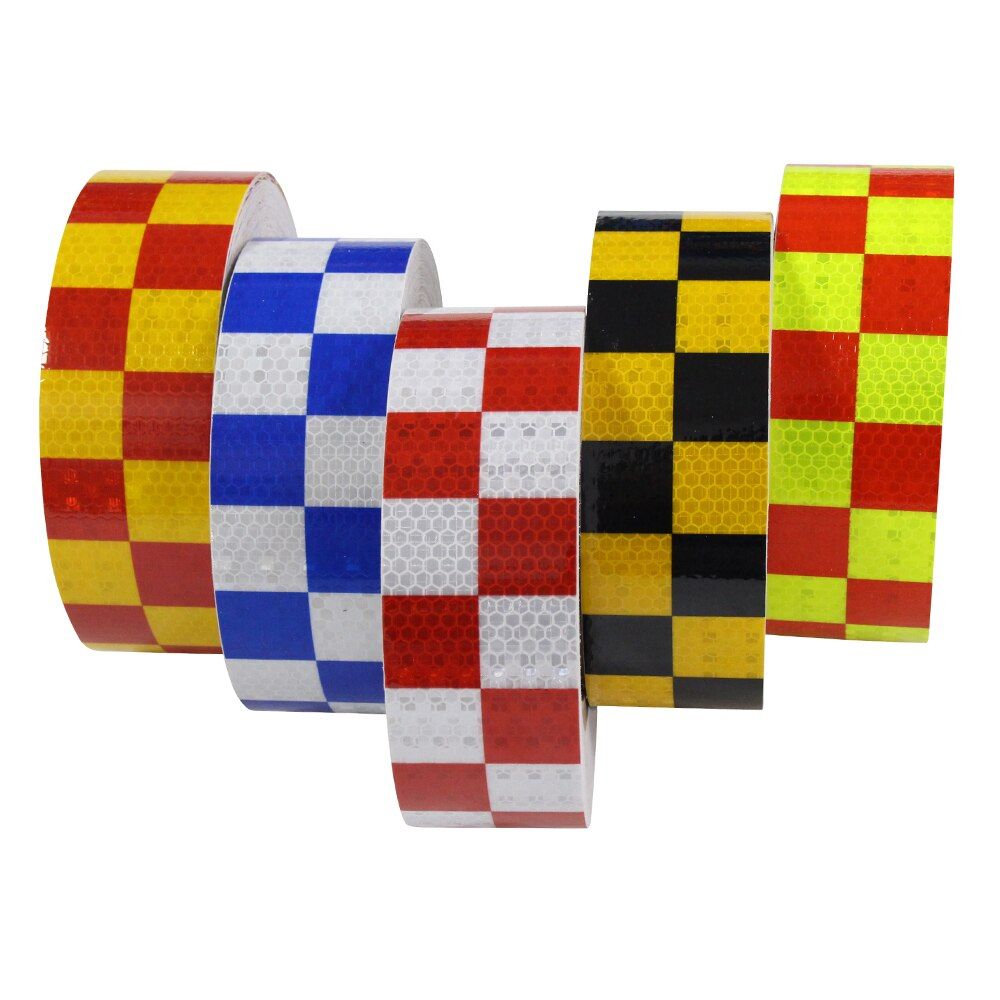 Reflective Tapes Warning Caution Reflective Sticker Dual Color Chequer Roll Signal and five colors