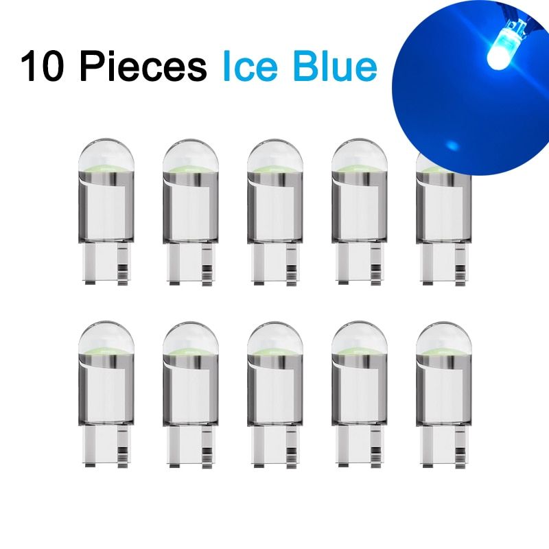 10 PCS T10 W5W LED COB Bulb Car  Lights 5W5 Auto Interior Dome Reading Lamps Wedge Side Door Bulbs 12V 7500K White Yellow