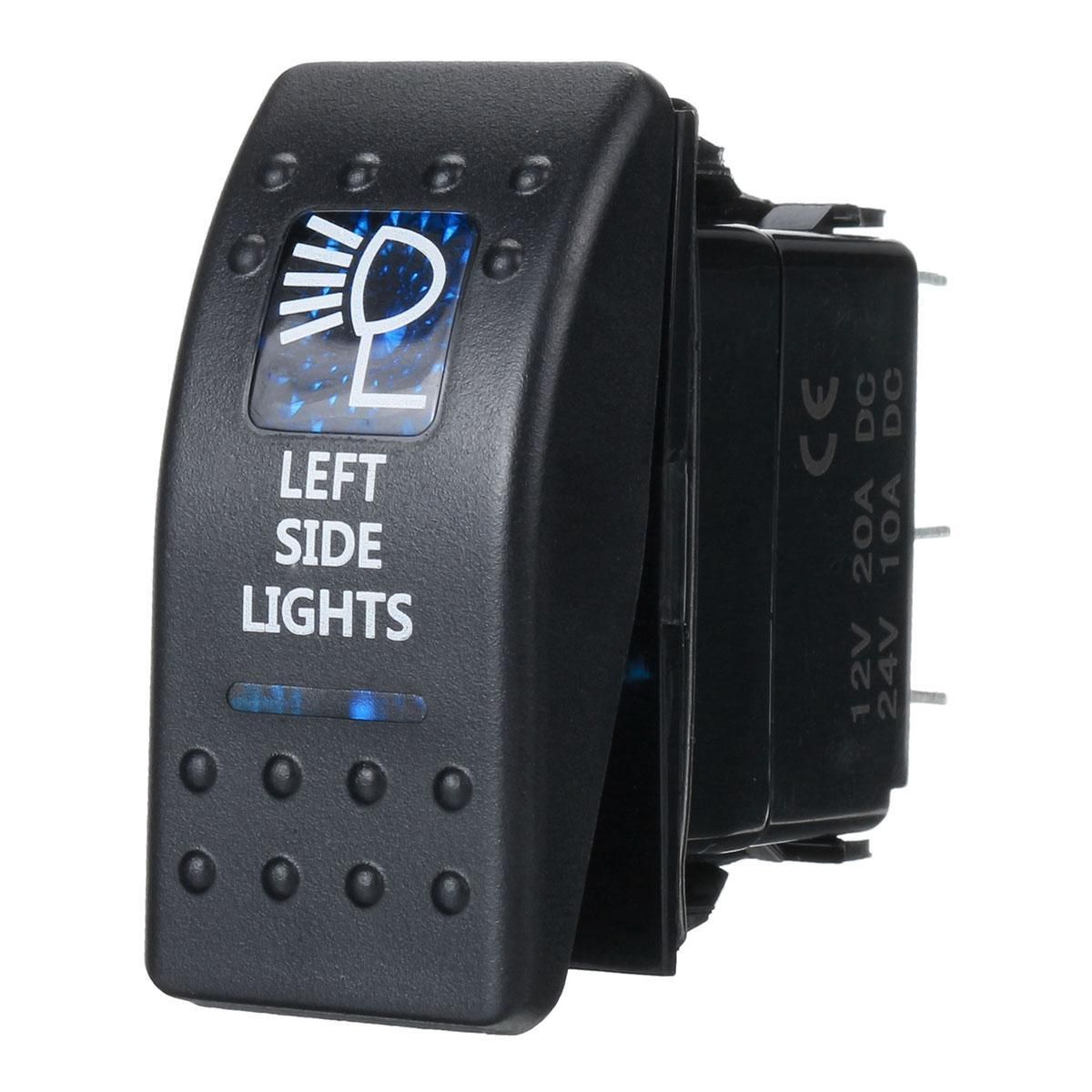 1 PCS Blue Dual LED Light Bar Rocker Switch Waterproof 12/24V 5P Car Boat/Caravan/4x4 7[LEFT SIDE LIGHTS]