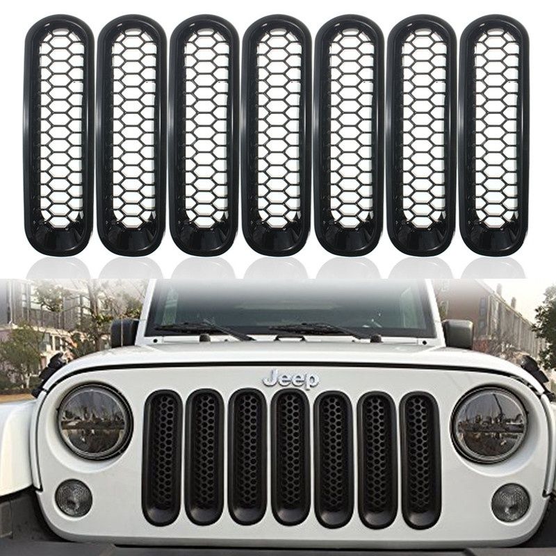 Serviceable For Jeep Wrangler 07-15 Honeycomb Cover Trim Front Grill Mesh Grille Insert US