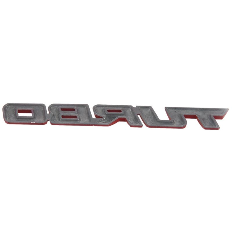 2 PCS TURBO Universal Car Motorcycle Auto 3D Metal Emblem Badge Decal Sticker, Red & Silver