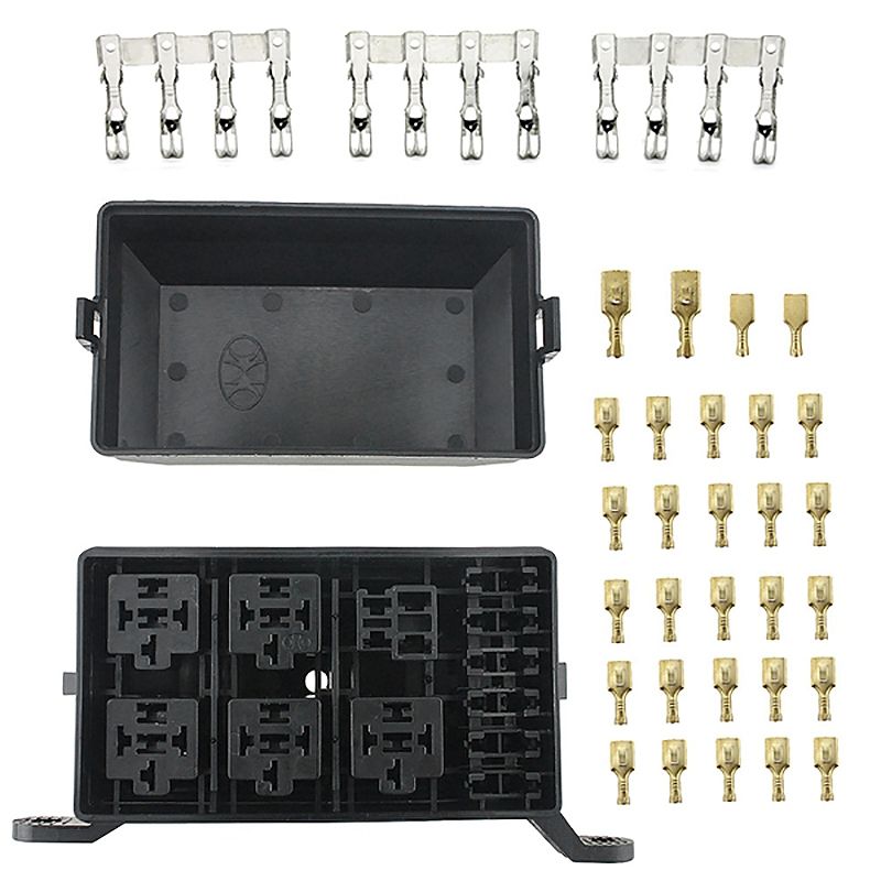 1 Pair 12V Automotive Vehicles Cars Marine Boat Waterproof Fuse Relay Box Block [6 Style Relay Holder] [6 ATC/ATO Fuse Holder]