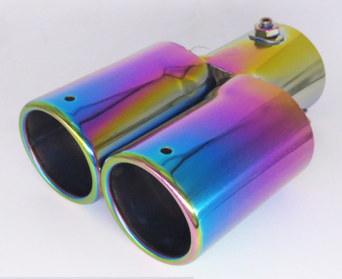 1pcs Roasted blue Straight pipe dual exhaust pipes, one outlet, two seals, baked blue titanium blue full color dual exhaust pipes