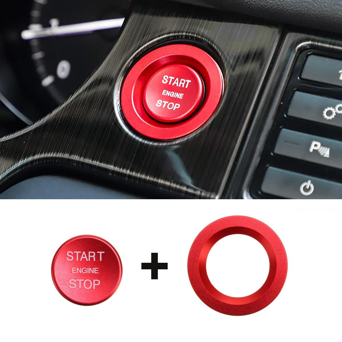 Red Engine Start Button Ring Cover Trim For Land Rover Discovery Sport Evoque - gules
