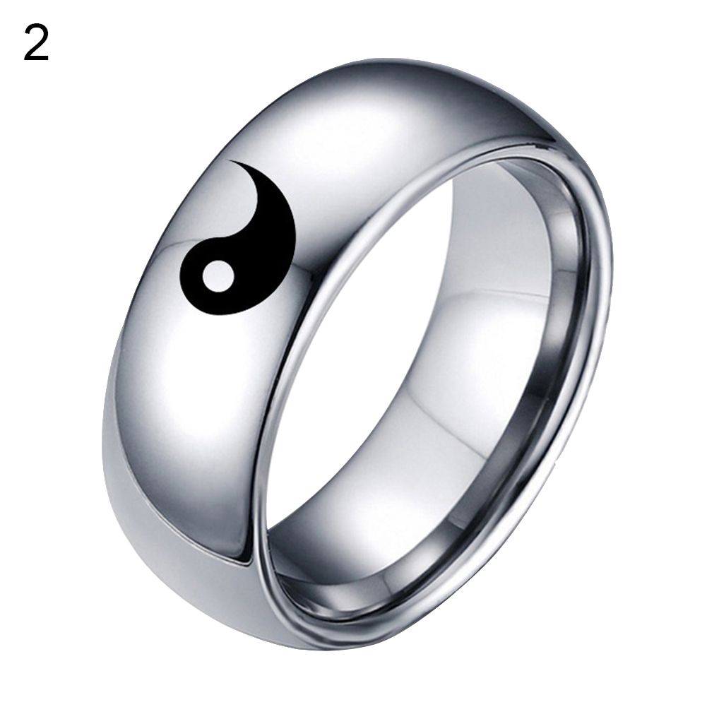 Men Women Yin Yang Sign Band Fashion Titanium Steel Ring Lover Couple Jewelry