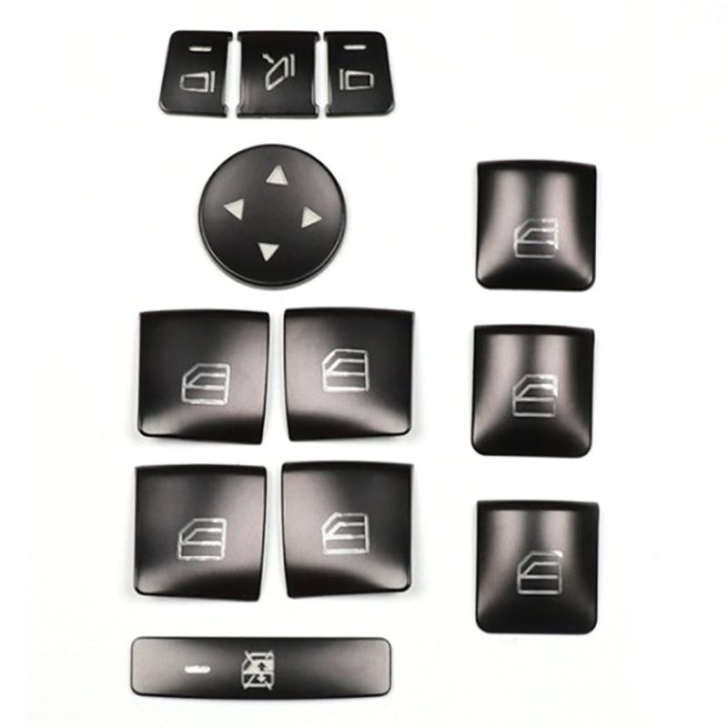 12PCS Car Door Armrest Window Switch Button Trim Cover Sticker for Mercedes Benz GLK ML GL a B C E G Class W204 X166 , Door Button sticker