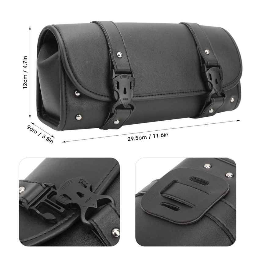 Motorbike Tool Storage PU Leather Bag Front Rear Organizer Saddlebag Universal for Motorcycle Riding