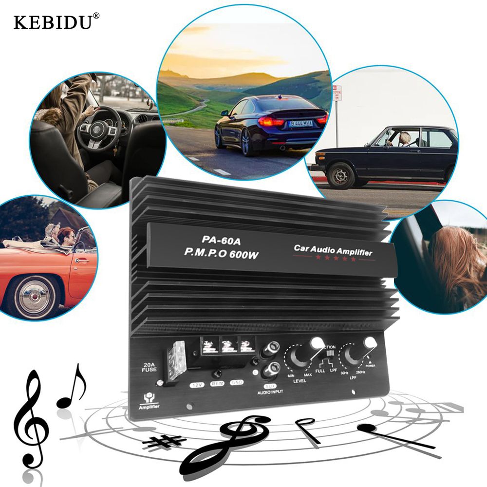 Kebidu 12V 600W Car Audio Board PA-60A High Power Durable Lossless Subwoofer Bass Speaker Module