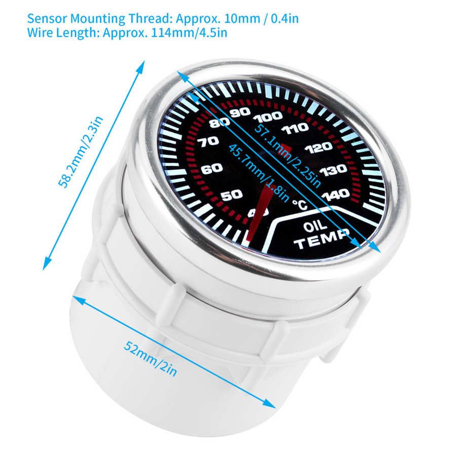 Car Accessory Oil Temp Gauge Universal Meter 52mm/2in Temperature Modification