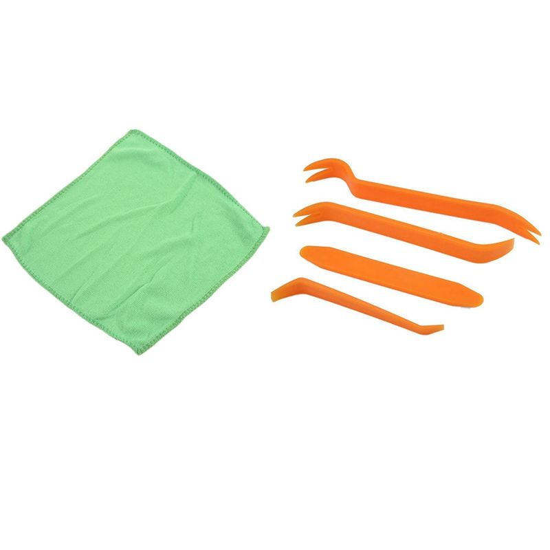 Auto Door Removal Pry Open Tools Kit Panel Clip Lights Radio Audio with 10Pcs Car Wash Towel Cleaning Duster Auto