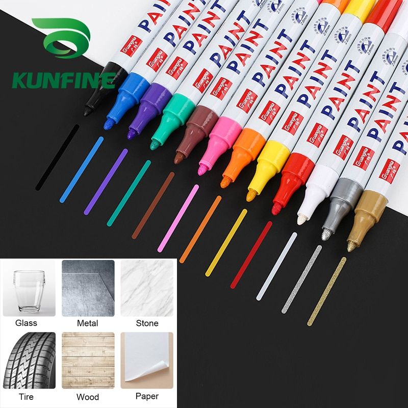 Car Tyre Tires Tread Metal Permanent Paint Markers Graffiti Oily Marker Pen Car Styling Colorful Waterproof Paint Pen