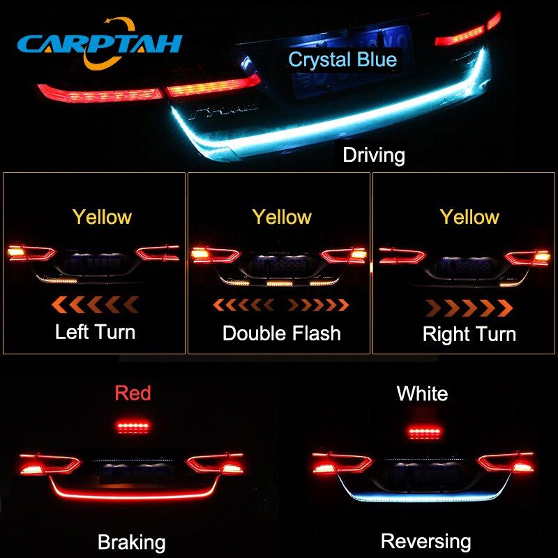 CARPTAH Trunk Strip Light LED Car Dynamic Streamer Tail Lights For Ssangyong Rexton Musso XLV Tivoli Korando Rodius Actyon Kyron