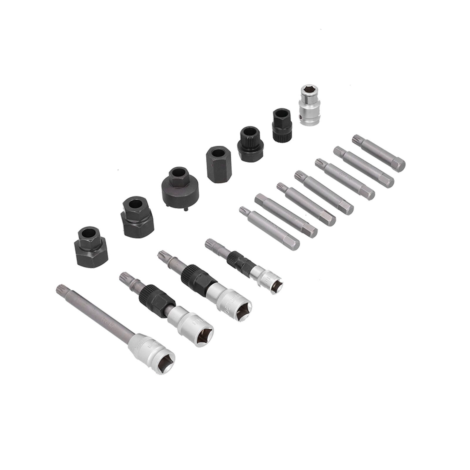 Chenmeng La 18pcs Alternator Pulley Removal Tool Kit Disassembly Socket Bit Universal for Car