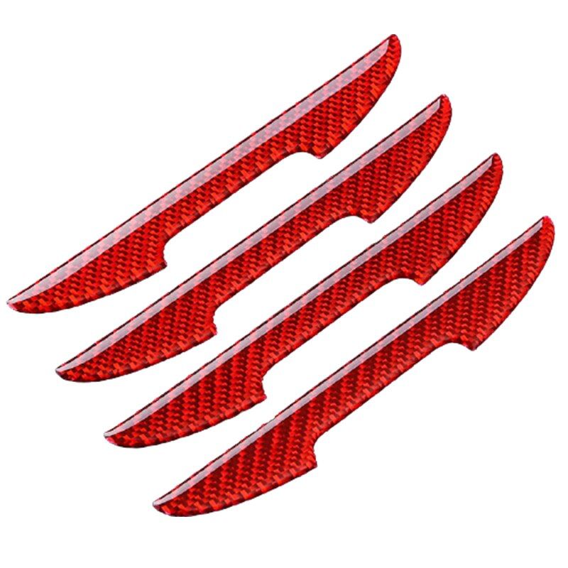 4pcs Car Door Anti-collision Strip Car Mirror Carbon Fiber Protective Tape Body Anti-scratch Stick Decorative