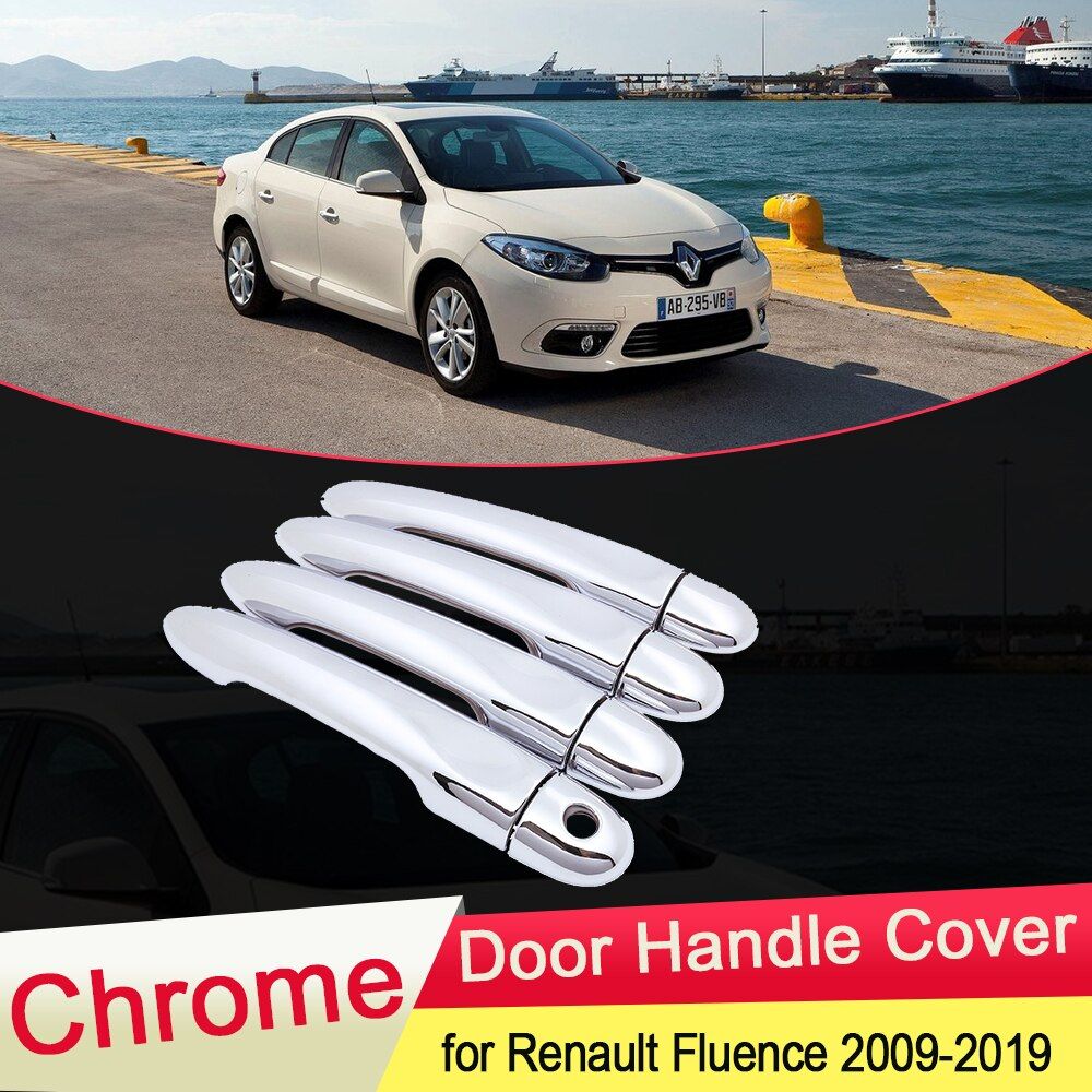 for Renault Fluence 2009~2019 Luxuriou Chrome Door Handle Cover Catch Trim Set Car Cap Styling Accessories 2010 2011 2012 2013