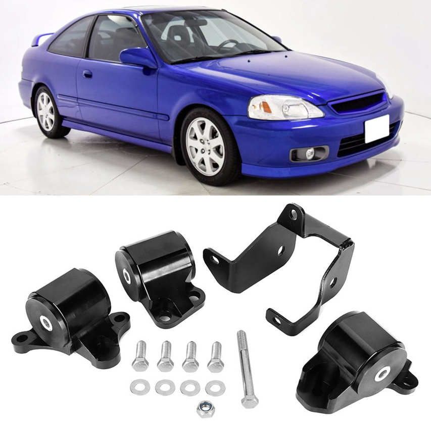 Car Engine System Aluminum B & D Series Motor Mounts Bracket Kit Fit for Honda civic 1996-2000 Black