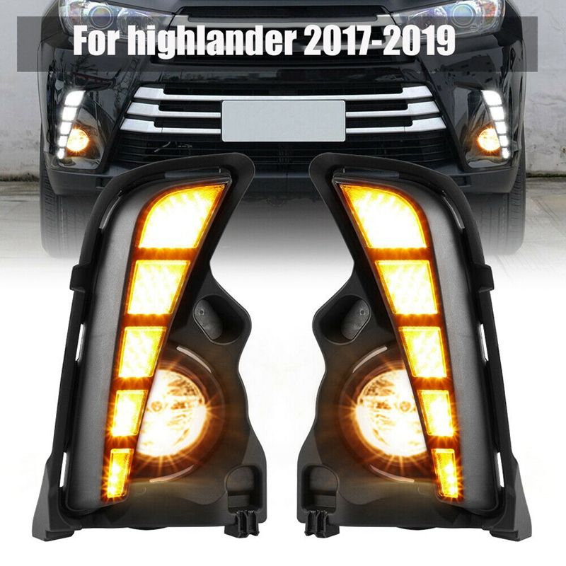 for Toyota Highlander 2017-2019 LED Daytime Running Turn Light + Fog Light Lamp + Harness