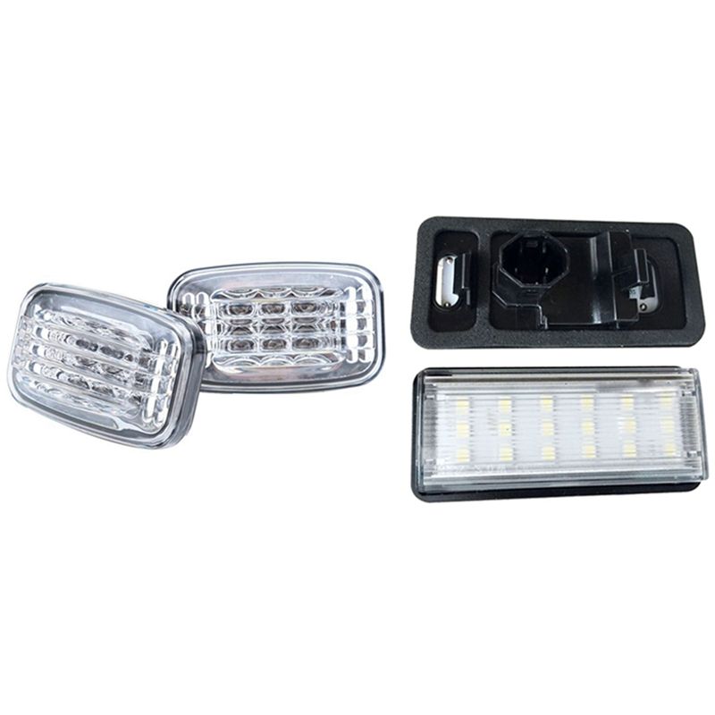 BRADOO- 2x Car License Plate Light for Toyota Land Cruiser / Lexus Gx470 & 2Pcs Car Side Marker Light Led Turn Signal Light