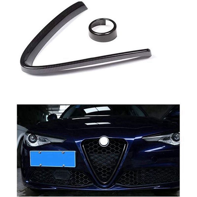 For Alfa Romeo Giulia 2016-2019 Car Front Bumper Air Grilles V Frame Decoration Trim Sticker Logo Cover Accessories
