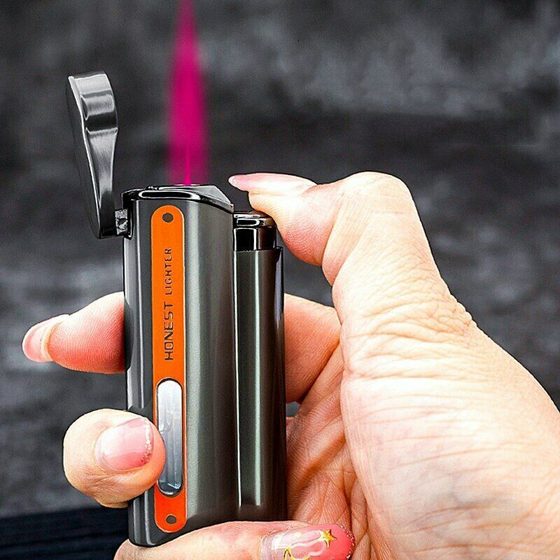 HONEST Turbo  Visible Gas Window Windproof Jet Torch  Metal Lighter