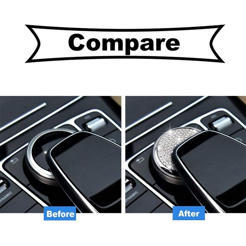 Center Control Multimedia Button Bling Crystal Emblem Cover for Mercedes-Benz C Class C300 E Class E300 Accessories
