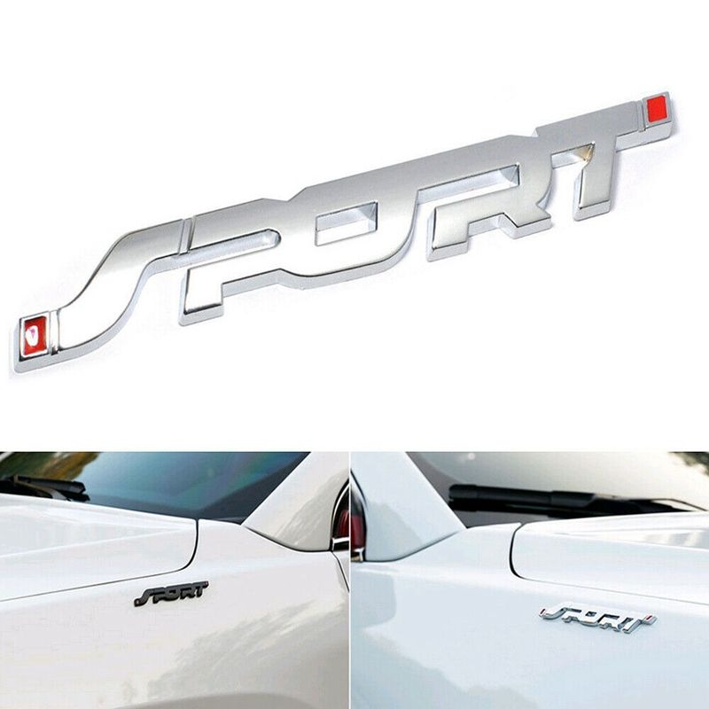SPORT Logo Emblem Car Trunk Fender 3D Sticker Metal Decal Accessory Silver