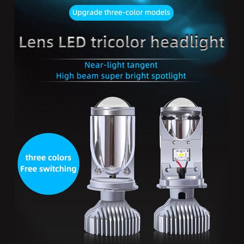Y6-S Automotive LED Headlamp Tricolor Lens Fisheye Lamp Far And Near Integrated Mini Lens Super Bright H4 Car Lights
