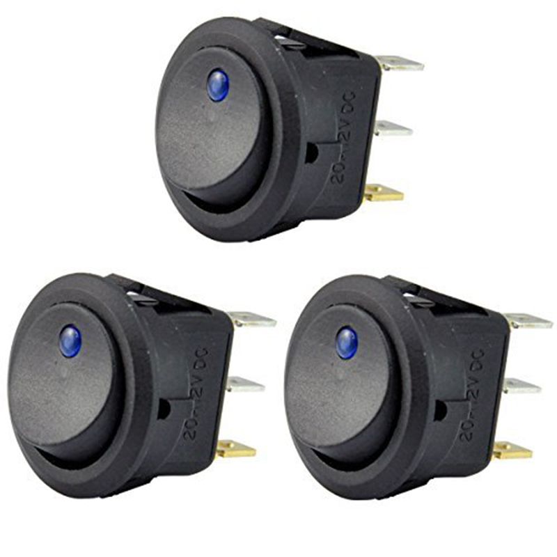 TWEXQNY-3Pc 12V 20A Rocker Toggle LED Switch Blue Light SPST On-Off Control for Boats Cars Racing Cars Off-Road Vehicles Heavy Trucks RVs ATVs and Anything That Uses a 12 Volt Power