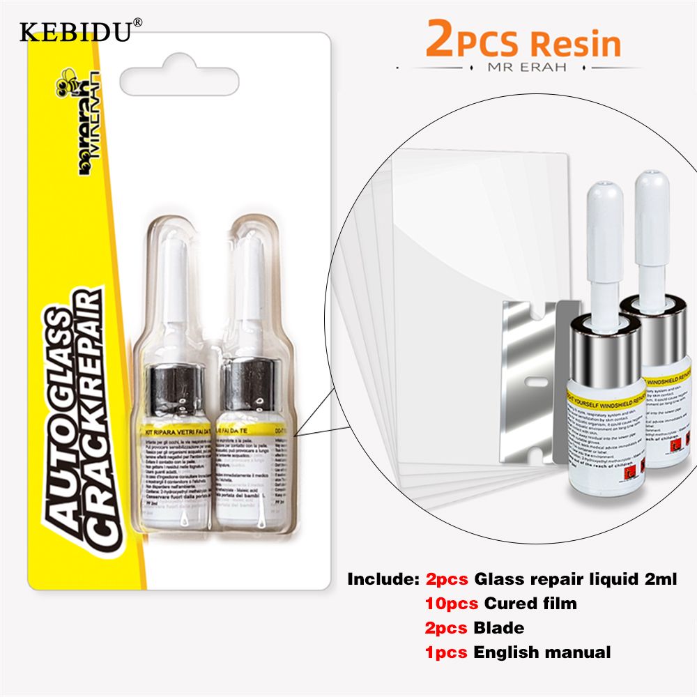 Kebidu Car Windshield Repair Kit UV Optically Clear Resin Glue for Restore Crack Broken Windscreen Repair Tool Sets