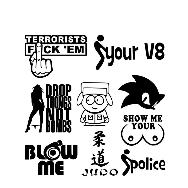 Funny Blow Me Judo Kanji Drop Thongs Not Bombs Sexy Girl Fashion Car Sticker JDM Vinyl Car Styling Graphical Decal Decoraton
