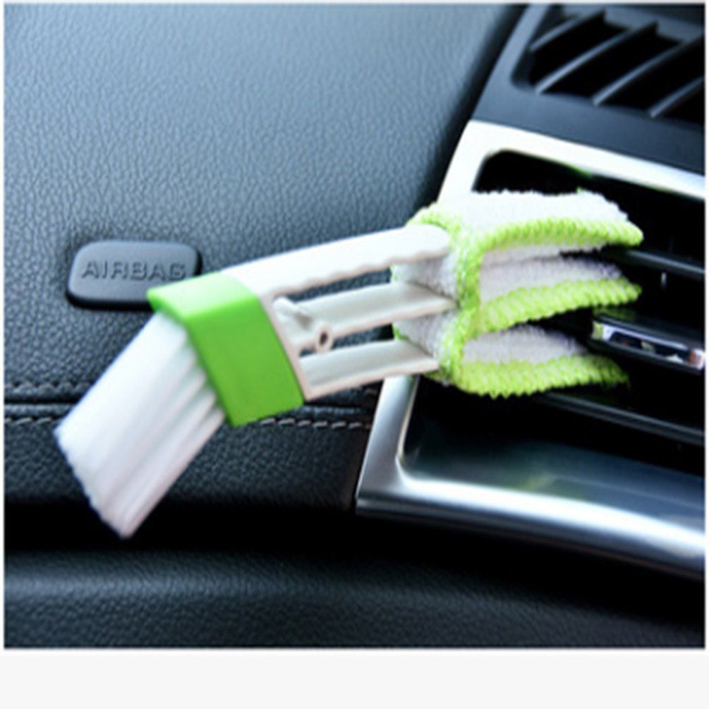 Car Air Outlet Vent Dashboard Dust Cleaner Cleaning Brush Tool - green