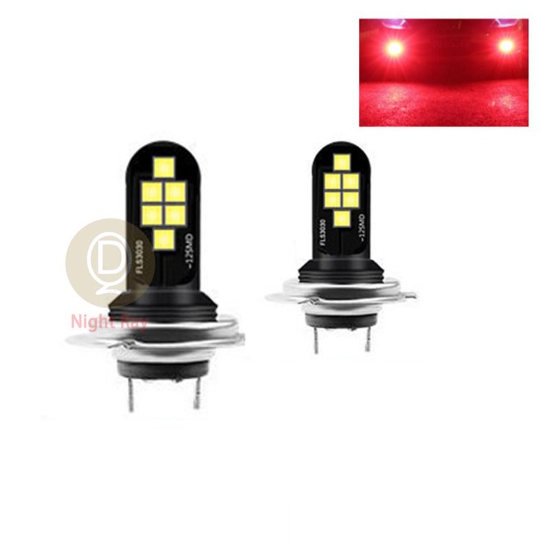 Night Ray 2Pcs H7 LED Bulb 30W Super Bright Car 6000LM Fog Light Running Light Canbus Lamp Bulb 12V  （#Red）