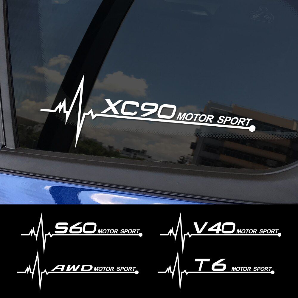 2PCS Auto Side Window Stickers For Volvo S60 XC90 V40 V50 V60 S90 V90 XC60 XC40 AWD T6 Captivating Vinyl Trim Decals Accessories