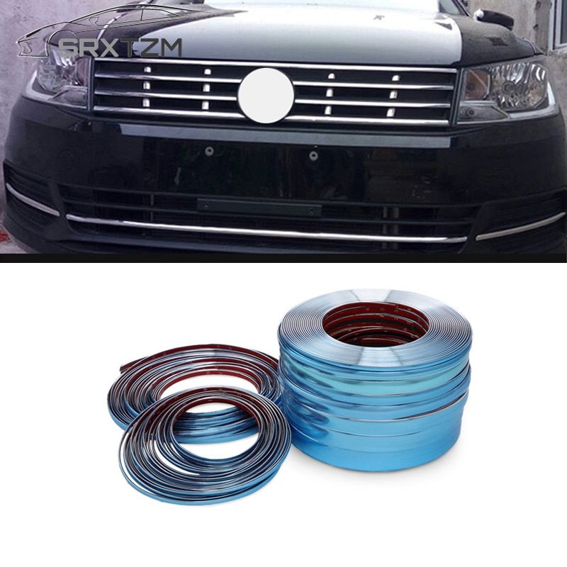 SRXTZM Car Chrome Auto Adhesive Strip Trim Tape Molding Styling Decoration Car Bumper Strip Protector Sticker 6mm 8mm 10mm 12mm