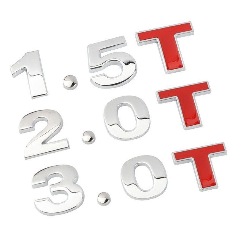 1 PCS 3D Metal 1.4 1.5 1.6 1.8 2.0 2.2 2.4 2.5 2.8 3.0 T logo Car rear trunk Emblem tail decoration badge displacement Stickers