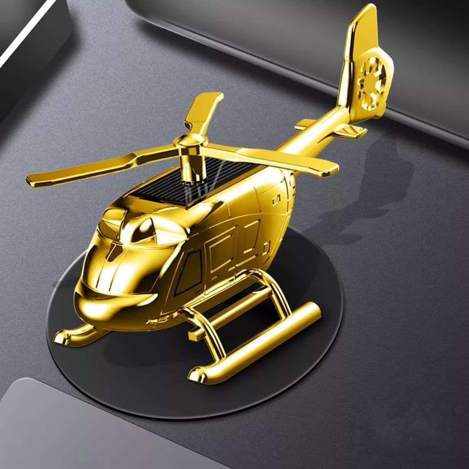 Solar Spin Air Freshener Helicopter Aromatherapy Car and Home Ornaments- Golden