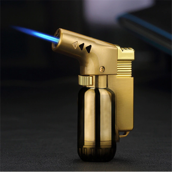 Butane Jet Windproof Metal Body Refillable Gas Lighter - _Gold_