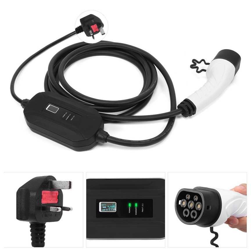 Duokon 16A EVSE Charger Type 2 3-Pin Plug with 16.4ft Cable for Electric Car Vehicle Household UK Portable 220V-240V Charging
