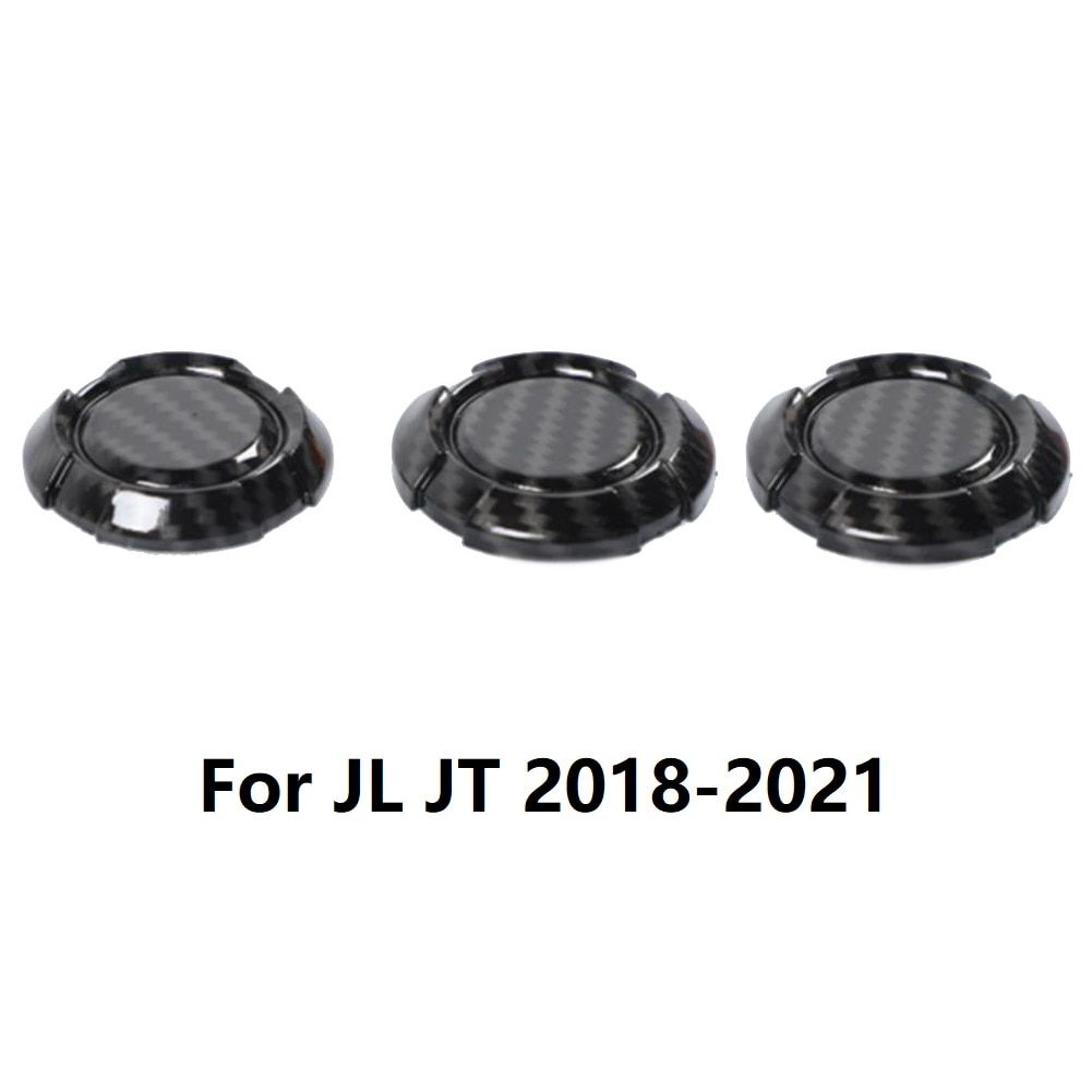 3PCS Carbon Fiber ABS Door Key Jack Trim For Jeep Wrangler JK JL Gladiator JT 2007+ Car Exterior  Car Socket Cover