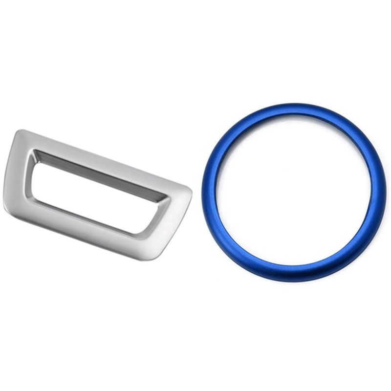 1Pcs Tail Door Button Cover Trim Sticker (2 Button) & 1Pcs Center Console Idrive Multimedia Controller Knob