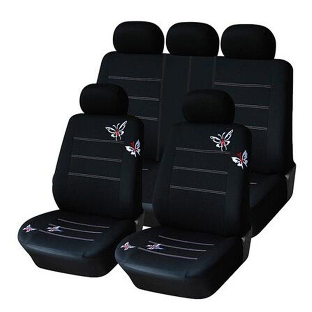 Embroidered Butterfly Auto Car Seat Cover Universal Fit Car Accessories Black