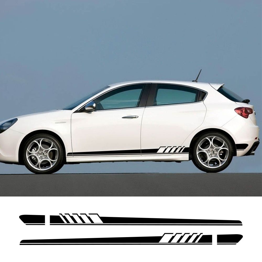 2Pcs For Alfa Romeo Giulia Giulietta 159 156 MITO Stelvio 147 Sportiva Car Long Side Sticker Vinyl Film Car Tuning Accessories
