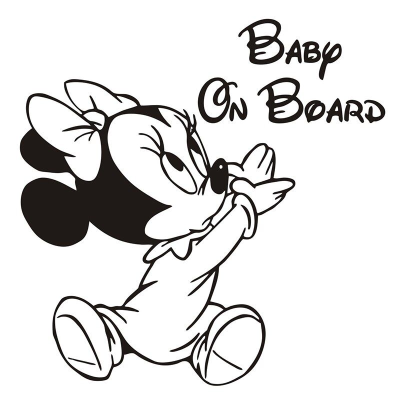 25cm tall Cartoon Car Sticker Minnie BABY ON BOARD Rearview Mirror Decal Car Window Bumper Cute Waterproof Removable L093