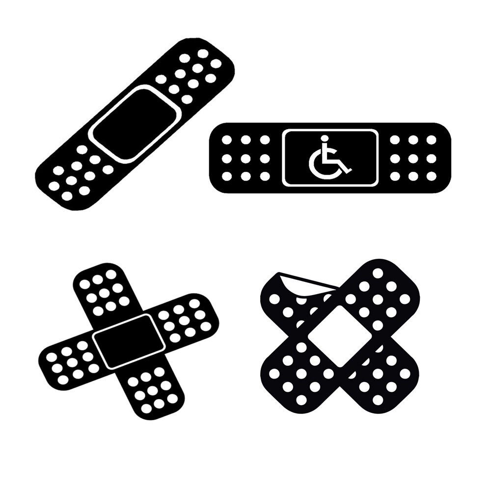 Funny Band Aid Vinyl Decals JDM Sticker Car Body Window Trunk Accessories for Porsche Peugeot 307 Opel Car-styling Black/White