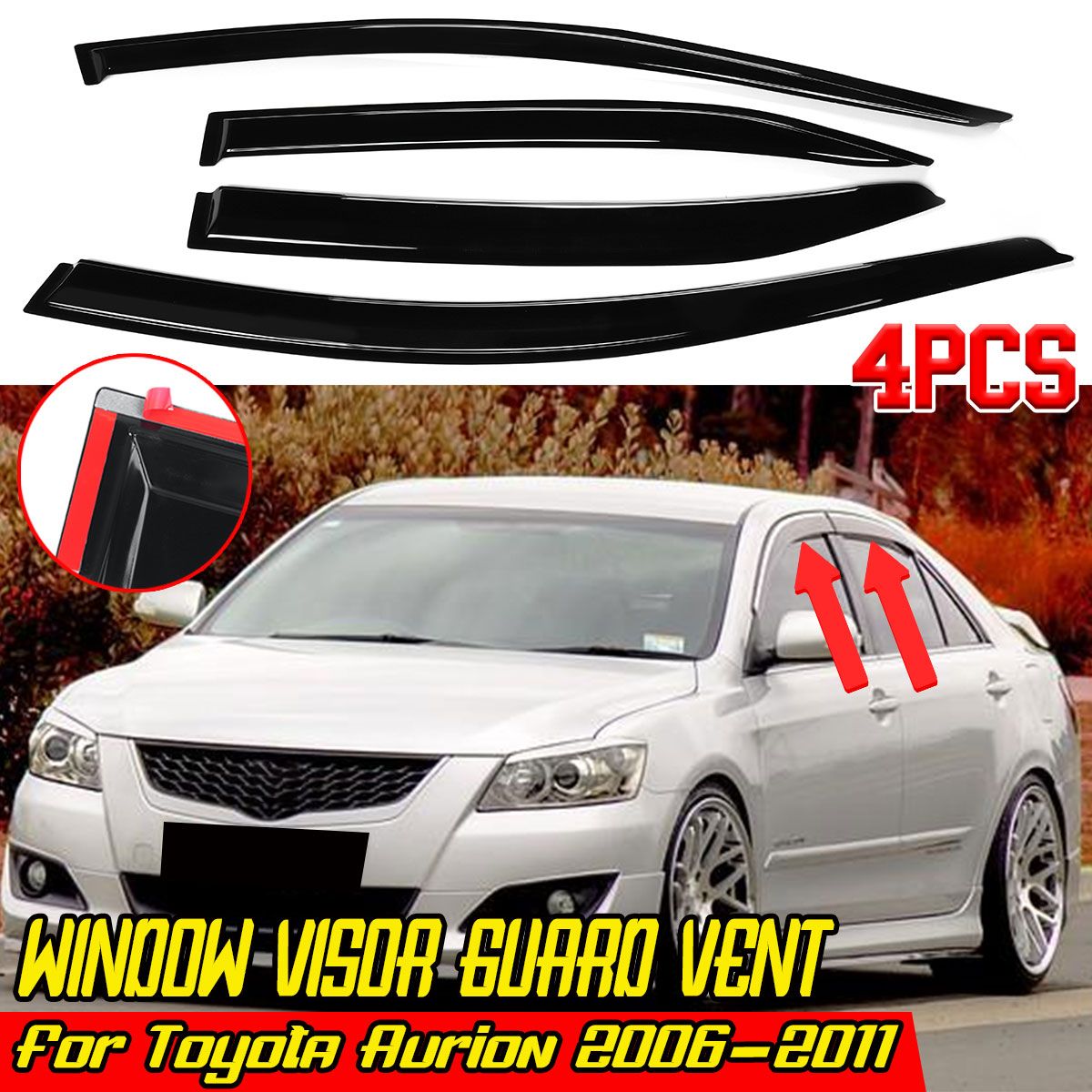 4Pcs Car Side Window Visor Guard Vent Cover for Toyota Aurion 06-11 Trim Awnings Shelters Protection Guard Window Visors